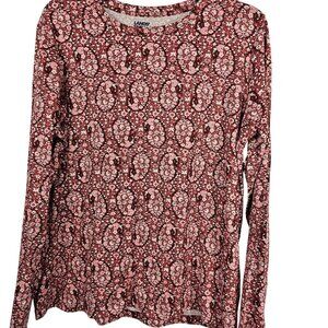 Womens‎ LG 14-16 Paisley Floral Pink Red Casual Cottagecore Feminine Soft Shirt